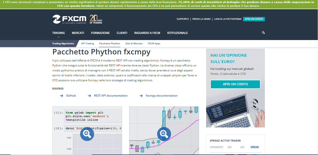 Pacchetto Python di FXCM Pacchetto Python di FXCM